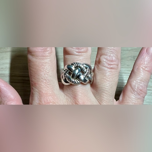 Vintage Italian Designer (2205AR) Sterling Silver Braided Rope Knot Ring, Size 9 - Picture 8 of 10